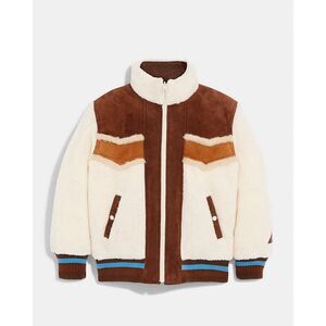 NWT $1300 RARE Coach Men’s Reversible Shearling Puffer Jacket Cream Multi XL